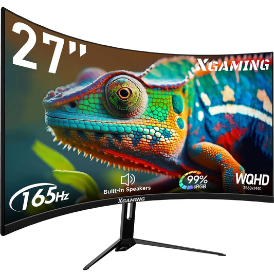 27" Curved Gaming Monitor QHD(2560x1440P) 2K 165Hz 1500R 100% sRGB Computer Monitors 1ms GTG. HDMI DP