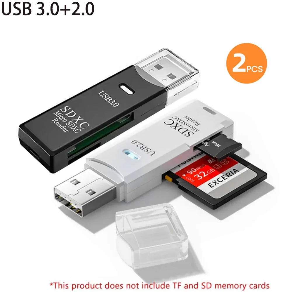 2-in-1 Multi Functional USB 3.0 Card ReaderMicro SD TFMemoryCardReaderUSBFlashDrive CardreaderAdapter For PCLaptops Accessories